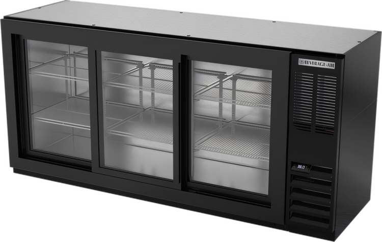 Product image #1 for Beverage-Air 72-Inch Food-Rated Three-Section Back Bar Refrigerator with Sliding Glass Doors