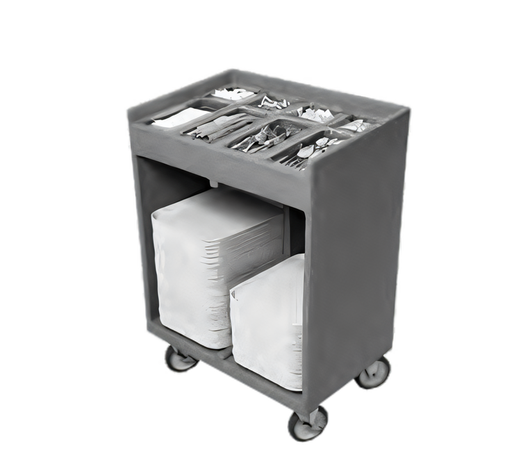 Product image #1 for Cambro Open Tray & Silverware Cart with Pans and Vinyl Cover, 14 x 18 Tray Capacity
