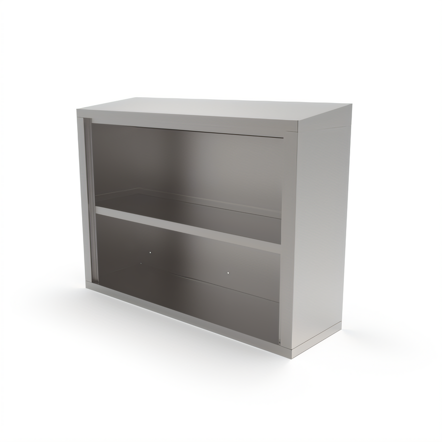 Product image #1 for John Boos 60-Inch Wall-Mounted Stainless Steel Open Cabinet with Sloped Top and Fixed Shelf
