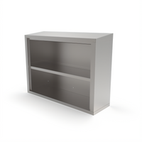 John Boos 60-Inch Wall-Mounted Stainless Steel Open Cabinet with Sloped Top and Fixed Shelf