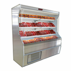 Thumbnail image #1 for Howard-McCray 32E Series R-M32E-10-S-LED 122-Inch Stainless Steel Open-Front Meat Merchandiser, 3-Tier LED Shelves, Remote Refrigeration Ready