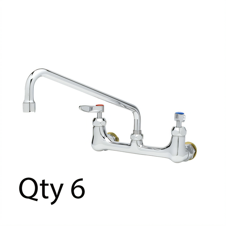 Product image #1 for Wall-Mount Double Pantry Mixing Faucet with 12-Inch Swing Nozzle, 8-Inch Centers
