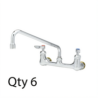 Wall-Mount Double Pantry Mixing Faucet with 12-Inch Swing Nozzle, 8-Inch Centers