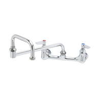 T&S Brass Double Pantry Wall-Mount Mixing Faucet with 18-Inch Double Joint Swing Nozzle, 8-Inch Centers