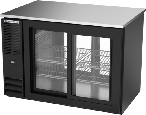 Product image #1 for Beverage-Air 48-Inch Two-Section Food-Rated Pass-Thru Back Bar Refrigerator with Sliding Glass Doors