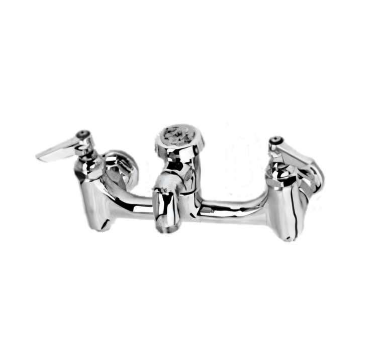 Product image #1 for T&S Brass 8-Inch Wall Mount Service Sink Faucet with Vacuum Breaker Nozzle, Pail Hook, and Garden Hose Outlet