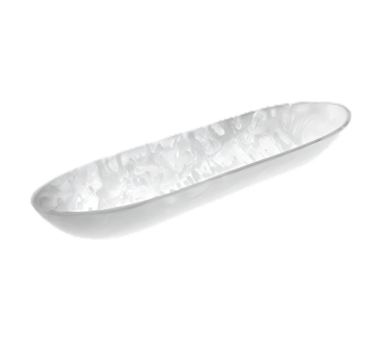 Product image #1 for American Metalcraft Translucence Collection Oblong Resin Boat Bowl, 169 oz., White Swirl