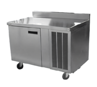 Delfield 48-Inch Single-Section Worktop Refrigerator with 4-Inch Backsplash, 1 Door, Stainless Steel, Side-Mounted R290 Refrigeration