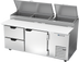 Thumbnail image #1 for Beverage-Air DPD72HC-2 Deli/Pizza Prep Table, 72-Inch W, 1 Door, 2 Drawers, Side-Mounted Self-Contained Refrigeration