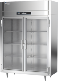Victory UltraSpec 2-Section Shallow Depth Glass Door Reach-In Freezer, 41.35 Cu. Ft., Self-Contained