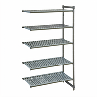 Cambro Camshelving Basics Plus 21 x 30 x 72 Inch 5-Tier Add-On Polymer Shelving Unit, Brushed Graphite