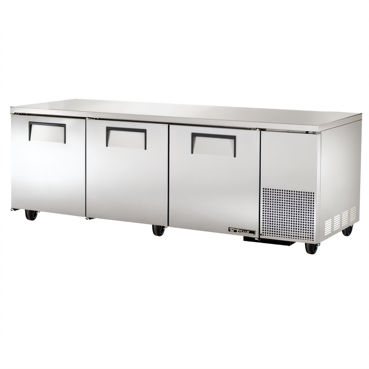 Product image #1 for True TUC-93-HC 3-Section Deep Undercounter Refrigerator with Solid Doors, Self-Contained Side-Mount Refrigeration