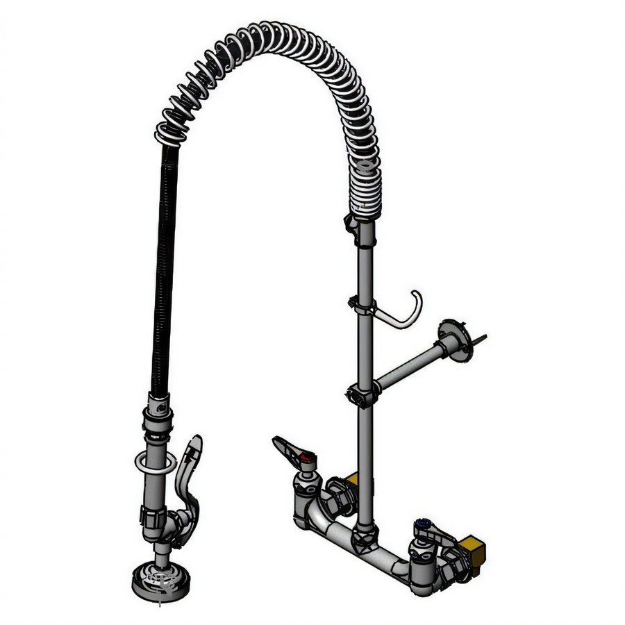 Product image #1 for EasyInstall 8" Wall Mount Pre-Rinse Mixing Faucet Kit with 44" Hose and 1.15 GPM Spray Valve