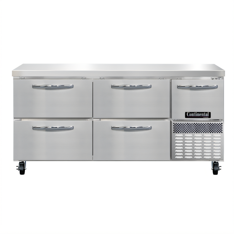 Product image #1 for Continental Refrigerator FA68N-D 68" 4-Drawer 1-Door Worktop Freezer with Stainless Steel Top