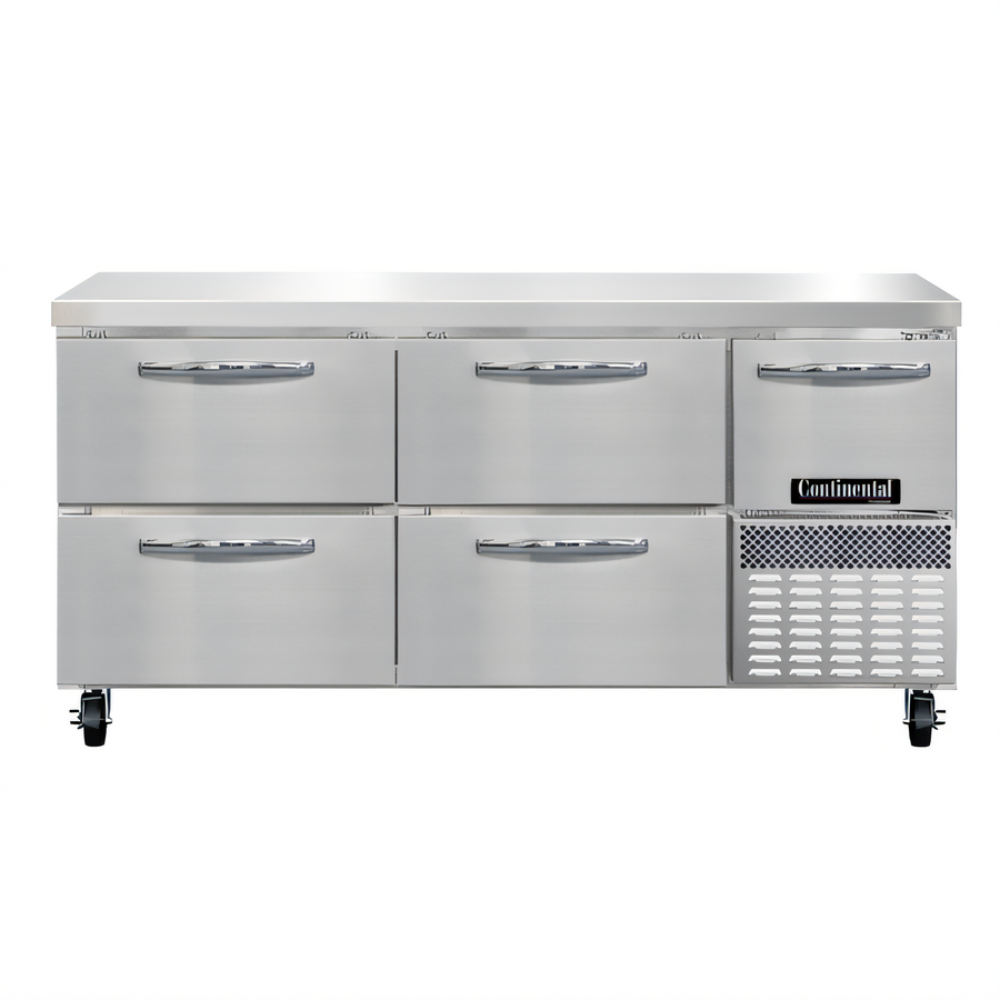 Product image #1 for Continental Refrigerator FA68N-D 68" 4-Drawer 1-Door Worktop Freezer with Stainless Steel Top