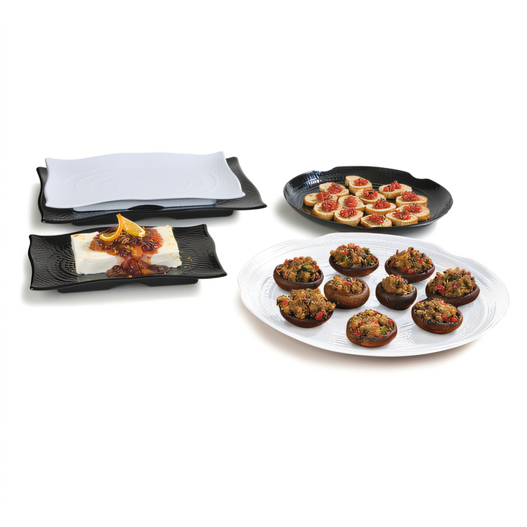 Product image #1 for Carlisle Terra Rectangular Textured Melamine Displayware Platter, 13-1/2 x 9-1/4 Inch, Black