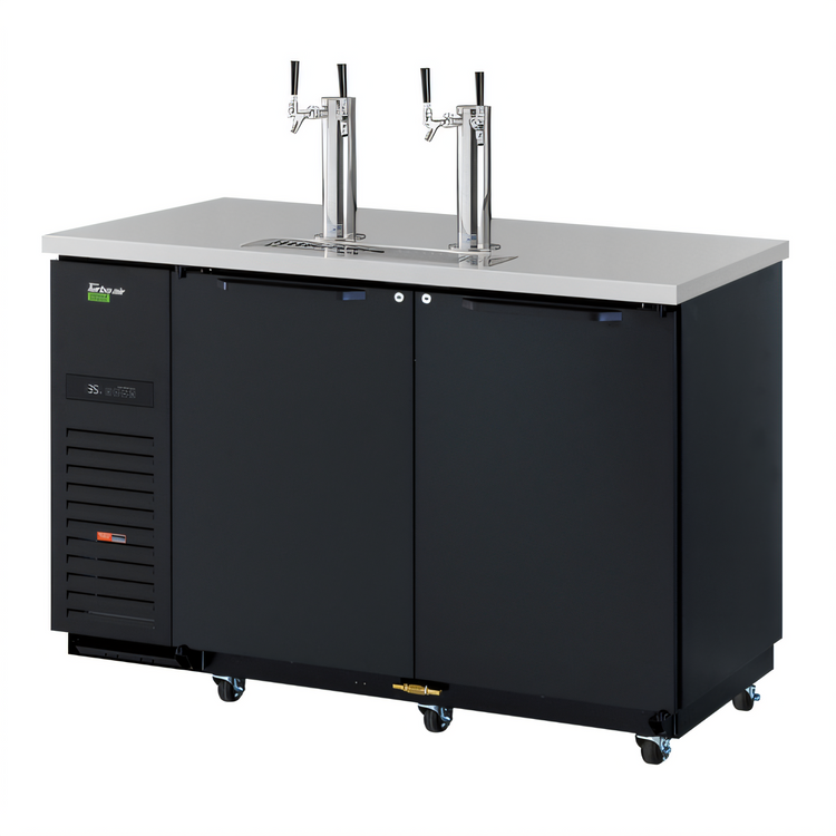 Product image #1 for Turbo Air Super Deluxe Two-Door Beer Dispenser, 2 Half-Barrel Keg Capacity, Black Laminated Exterior