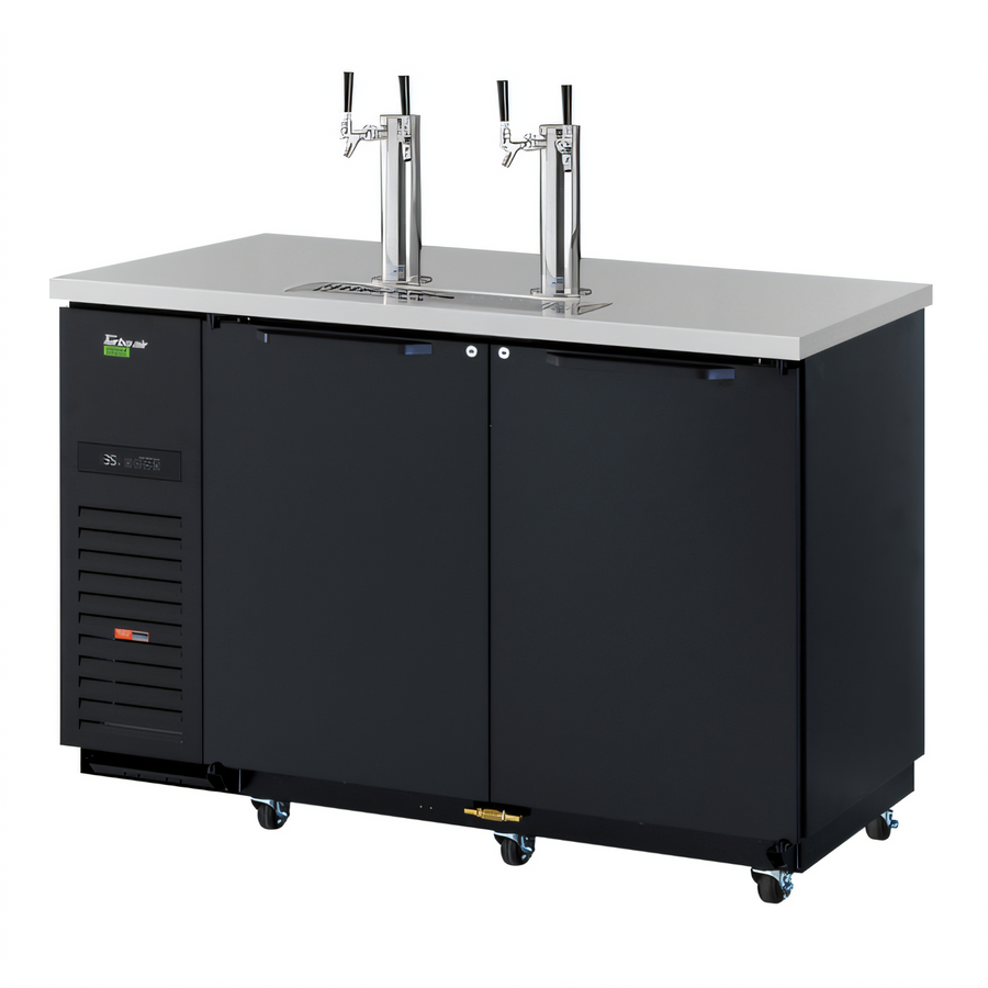 Product image #1 for Turbo Air Super Deluxe Two-Door Beer Dispenser, 2 Half-Barrel Keg Capacity, Black Laminated Exterior