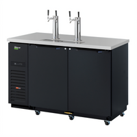 Turbo Air Super Deluxe Two-Door Beer Dispenser, 2 Half-Barrel Keg Capacity, Black Laminated Exterior