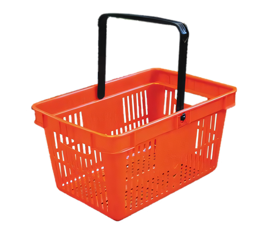 Product image #1 for Omcan Red Plastic Shopping Basket with Black Handles, 35 lb Capacity