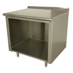 Thumbnail image #1 for Advance Tabco EF-SS-3010 120"W x 30"D Stainless Steel Work Table, Open Front Cabinet Base, 14-Gauge Top, 1-1/2" Rear Up-Turn