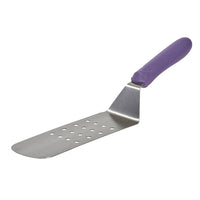 Winco 8-1/4 x 2-7/8-Inch Flexible Perforated Stainless Steel Turner with Purple Polypropylene Handle