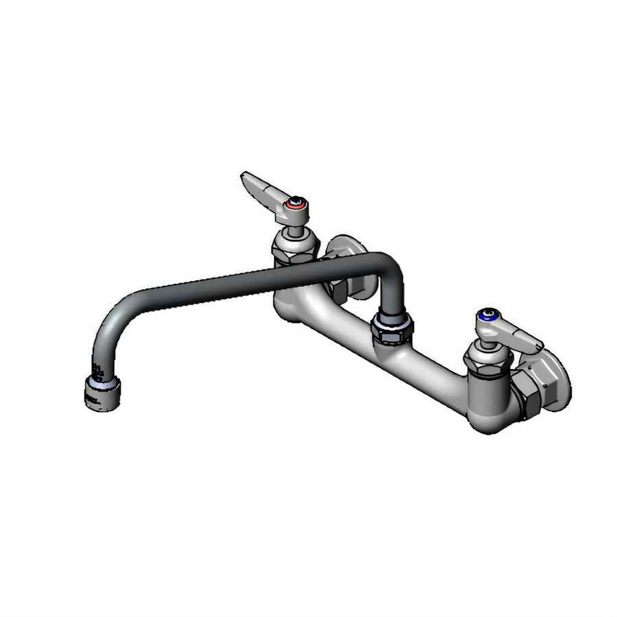 Product image #1 for T&S Brass Double-Handle Wall-Mount Pantry Faucet, 8-Inch Centers, 12-Inch Swing Nozzle, 1.0 GPM