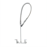 T&S Brass EasyInstall Wall-Mount Pre-Rinse Mixing Faucet with 8-Inch Adjustable Centers, 44-Inch Hose, and 0.65 GPM Spray Valve