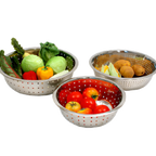 Thumbnail image #1 for Town Equipment 31811 Chinese-Style Colander, 11 in Diameter, Large Perforations, Stainless Steel, Button Feet, Wide Rim
