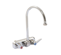 Extra Heavy Duty Gooseneck Splash-Mounted Faucet, 4-Inch Centers