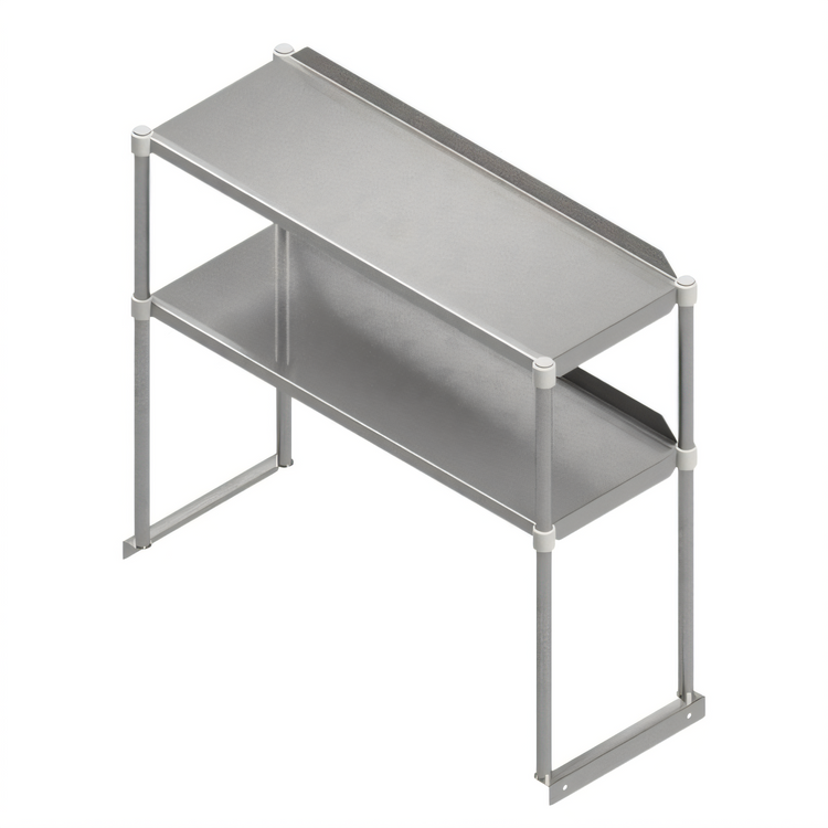 Product image #1 for John Boos Economy Series Double-Tier Stainless Steel Work Table Overshelf, 84-Inch W x 18-Inch D