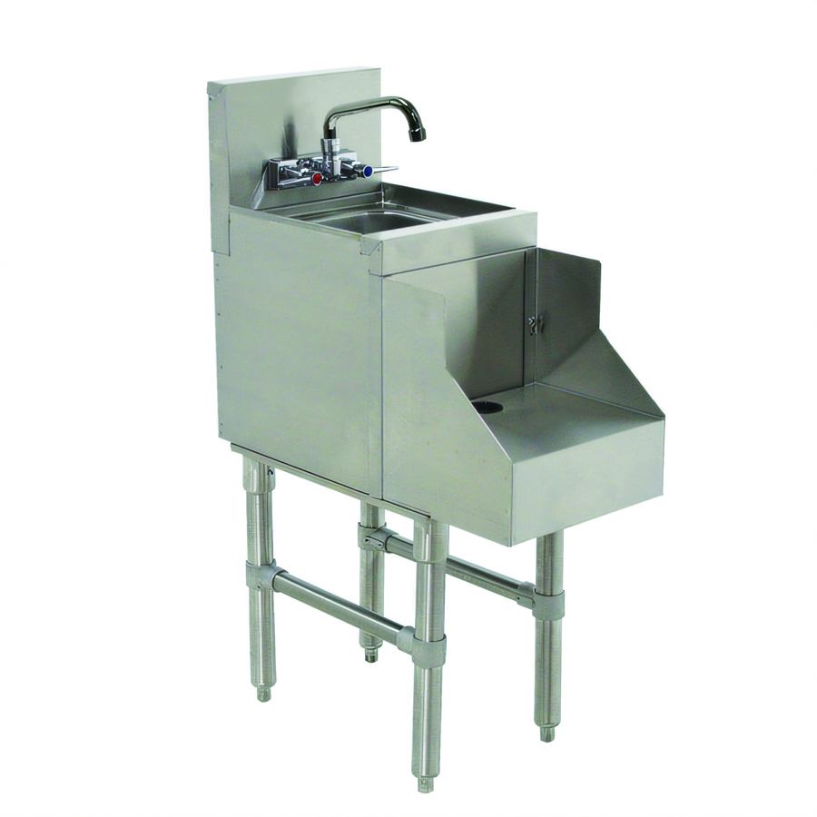 Product image #1 for Advance Tabco Prestige Supreme 12 Inch x 25 Inch x 36 Inch Freestanding Stainless Steel Blender Station with Dump Sink and Recessed Shelf