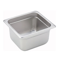 Winco 1/6 Size 4-Inch Deep 24-Gauge Anti-Jamming Solid Steam Table Pan