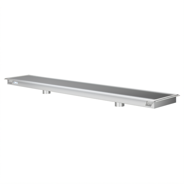 Product image #1 for KoolMore 24 x 72 Inch 14-Gauge 304 Stainless Steel Floor Trough Drain with Subway-Style Grating and Removable Basket