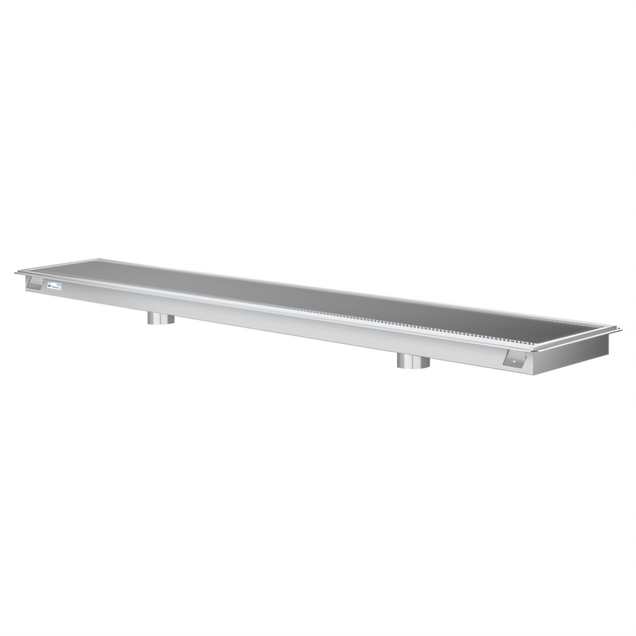 Product image #1 for KoolMore 24 x 72 Inch 14-Gauge 304 Stainless Steel Floor Trough Drain with Subway-Style Grating and Removable Basket