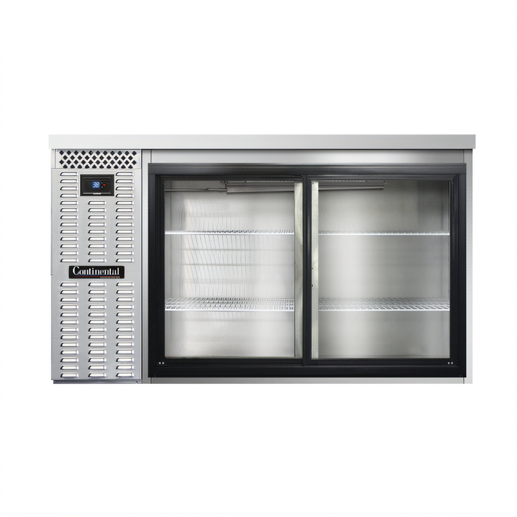 Product image #1 for Continental Refrigerator BB59SNSSSGD 59" Shallow Depth Back Bar Cooler with Sliding Glass Doors