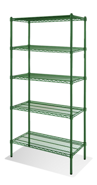 Steel Works Stainless Heavy Duty 5-Tier Wire Shelving Unit, 18 x 30 Inches, Green Epoxy Coated, 800 lb Capacity