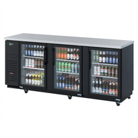 Turbo Air Super Deluxe Three-Section Glass Door Back Bar Cooler, 90-3/8