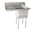 Thumbnail image #1 for Omcan 1-Compartment Floor Model Pot Sink with Left-Hand Drainboard, 18-Gauge 304 Stainless Steel, Galvanized Legs