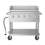 Thumbnail image #1 for Koolmore CGKIT3-36G Mobile 5-Burner Propane Charbroiler with Griddle Plate, Grates, and Stainless Steel Construction