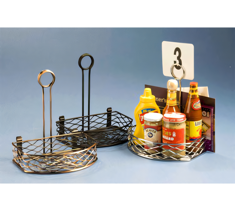 Product image #1 for Birdnest Semi-Round Chrome Wire Condiment Rack with Flat Back