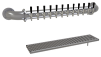 Glastender Wall-Mounted Pipe Wall Draft Dispensing Tower, 12 Faucets, Glycol-Cooled, Stainless Steel