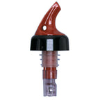 Thumbnail image #1 for Spill-Stop Posi-por 389-27 1-1/2 oz Red Plastic Liquor Pourer with Black Collar