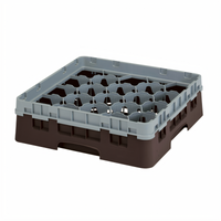 Cambro Camrack Full Size 20-Compartment Glass Rack with Soft Gray Extender, Brown