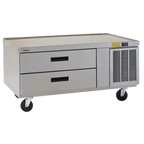Thumbnail image #1 for Delfield Low Profile F2956CP Refrigerated Equipment Stand, 56-1/4 Inch Wide, 2 Drawers, Stainless Steel Top, Side-Mounted Refrigeration