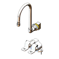 T&S Brass Floor-Mounted Double Pedal Valve Assembly with Dummy Rigid Gooseneck and 2.2 GPM Aerator
