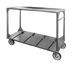 Thumbnail image #1 for FWE Open-Side Institutional Stainless Steel Tray Transport Cart with 2 Heavy-Duty Shelves, 4 Straps, and Push Handle