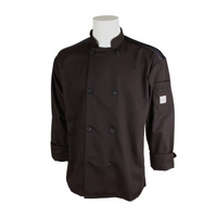 Mercer Culinary Millennia Air Unisex Double-Breasted Long Sleeve Cook Jacket with Full Mesh Back, Black, 2X