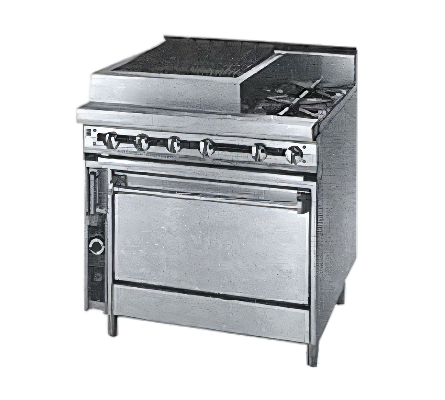 Product image #1 for Titan JTRH-18B-1HT-36 36" Gas Combination Range with 18" Charbroiler, 18" Hot Top, and Standard Oven
