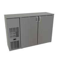 Glastender 52-Inch Shallow-Depth Front-Serviced Back Bar Cooler, Two-Section, Solid Door